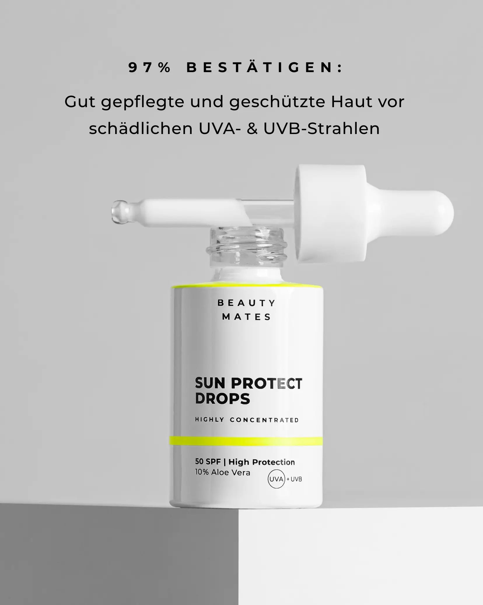 Beauty Mates Sun Protect Drops - Gut gepflegte und geschützte Haut mit SPF 50 und 10% Aloe Vera.